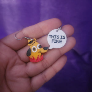 SMALL This is Fine - Meme Earrings